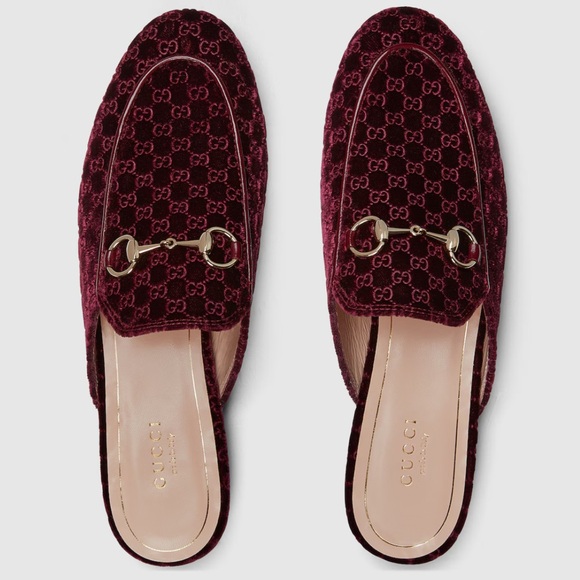 Gucci Shoes - NWOB Gucci Princetown Slippers Mules Loafers in Bordeaux GG Velvet